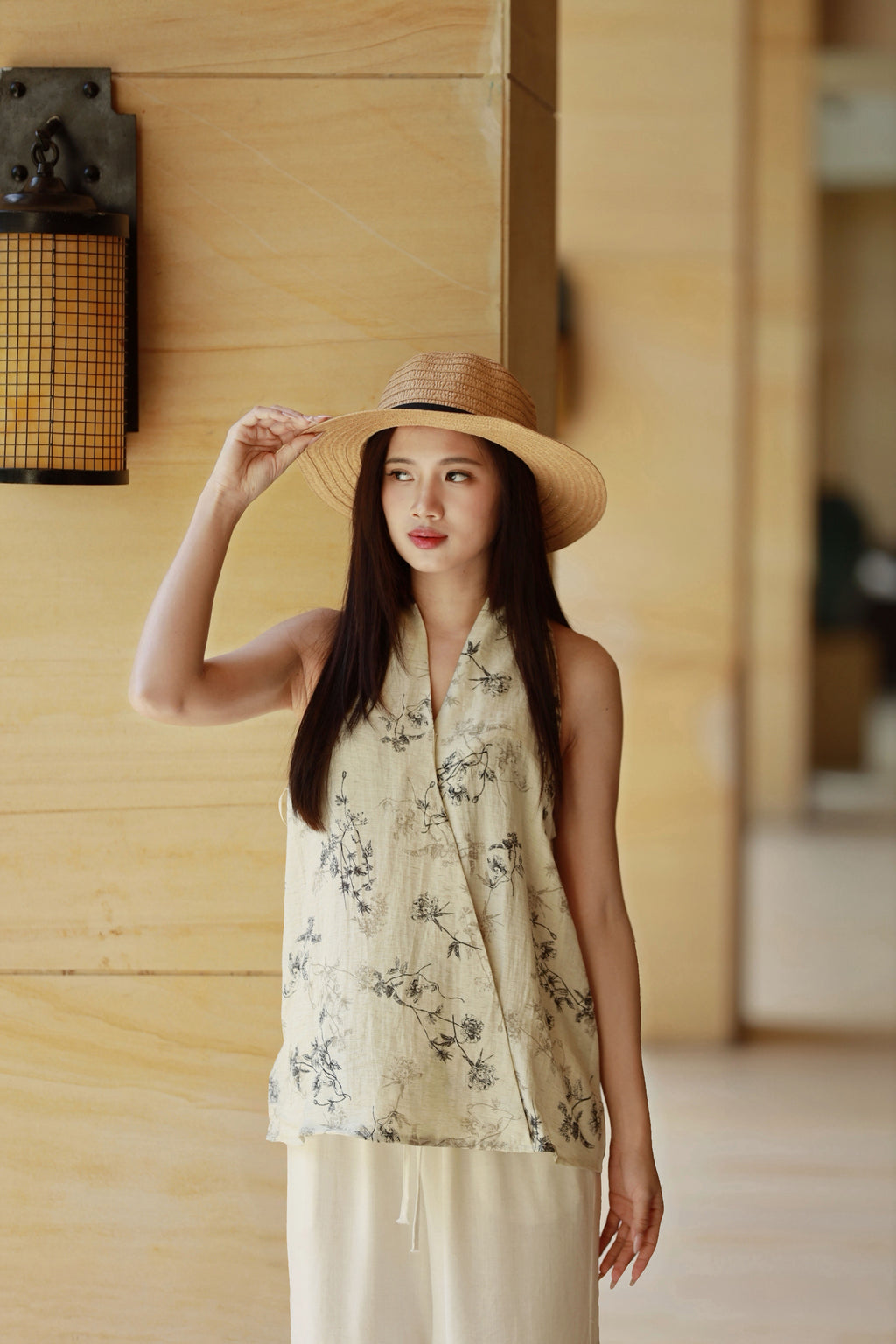 Muse Floral Top Beige