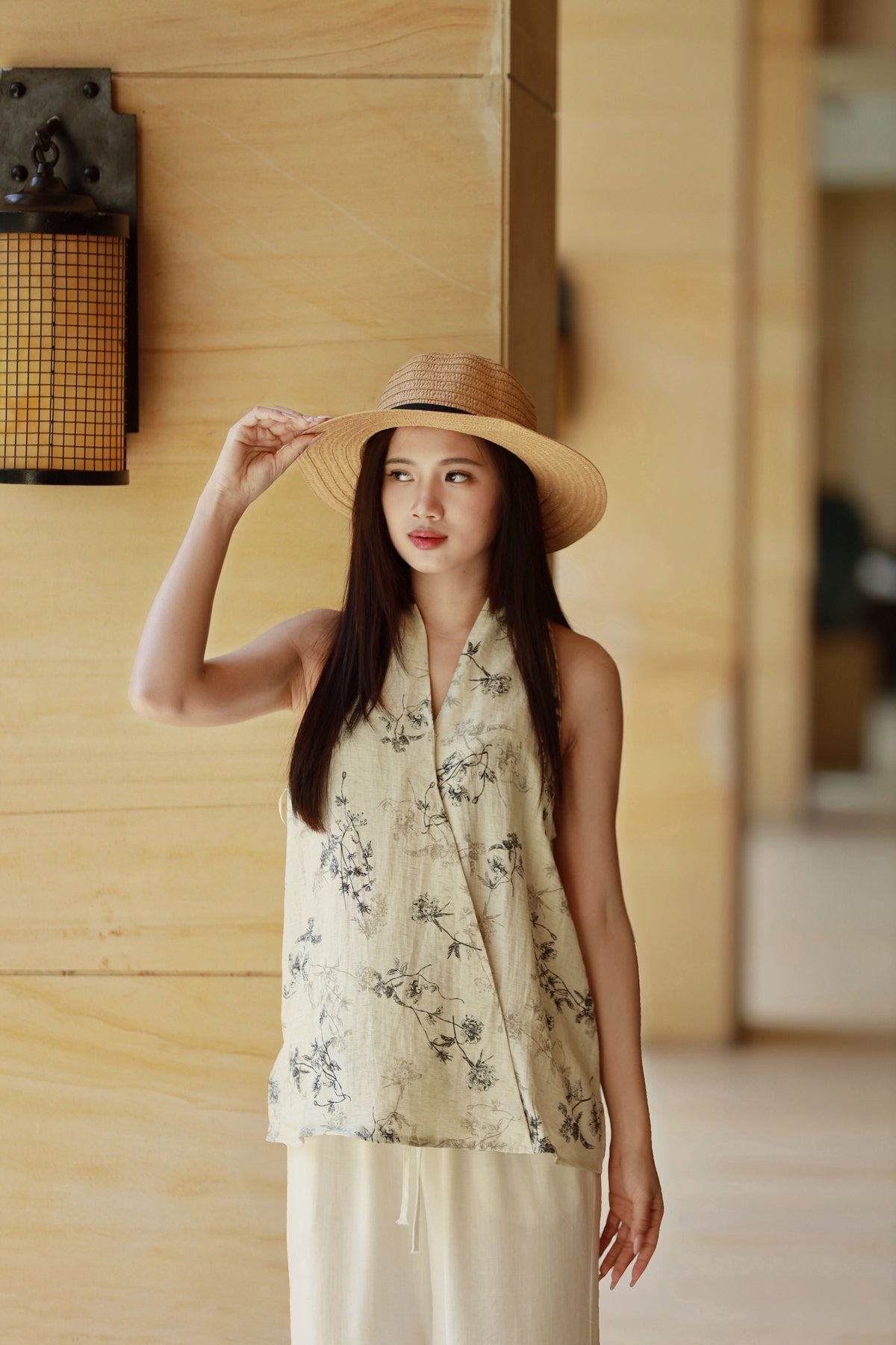 Muse Floral Top Beige