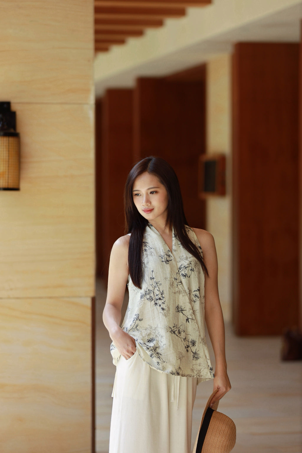 Muse Floral Top Beige