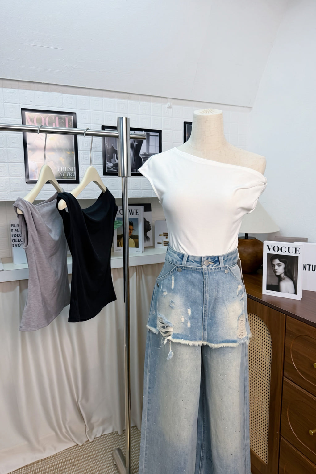 One Shoulder Top White