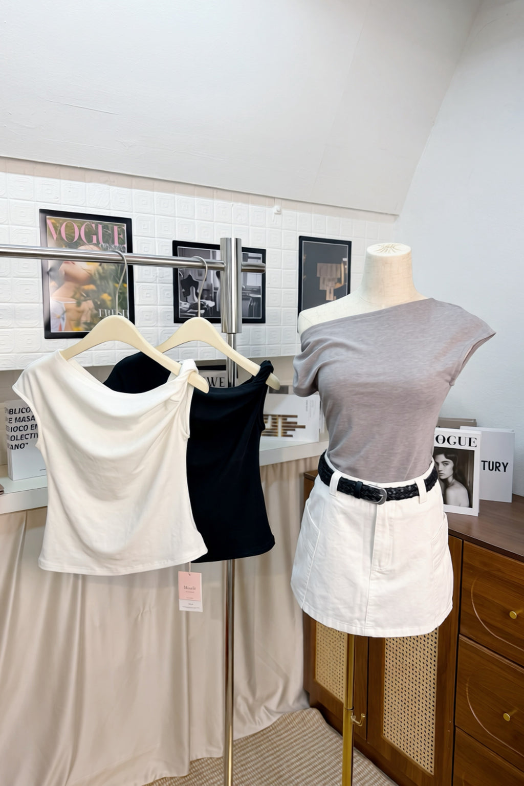 One Shoulder Top Grey